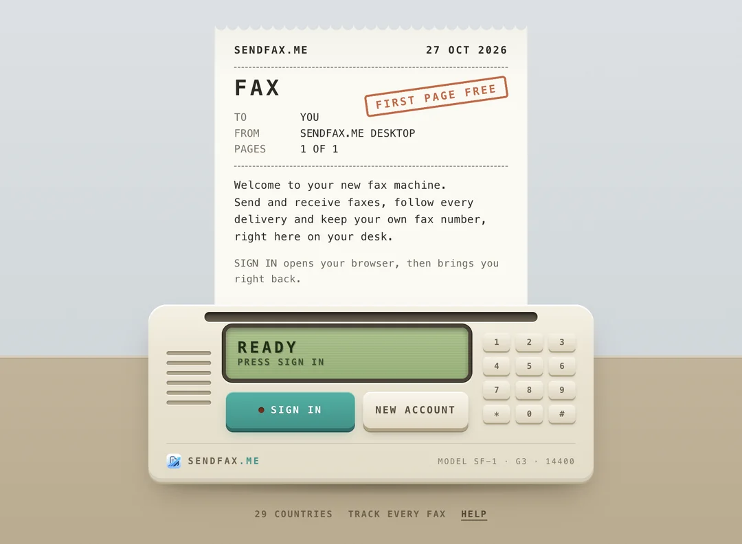 The SendFax desktop app